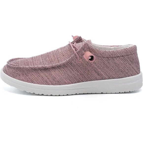 Women's Pink Lightweight Casual Slip On Deck Canvas Loafers Sneakers Boot Shoes - Picture 7 of 8